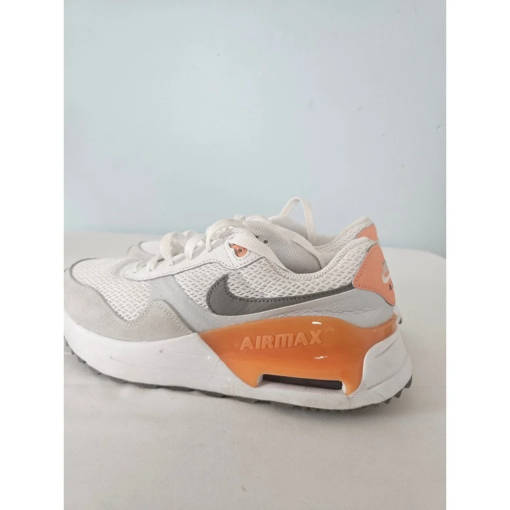 Athleisure Nike Air Max SYSTM Sneaker Womens 9 White Orange DM9538-102 Mesh